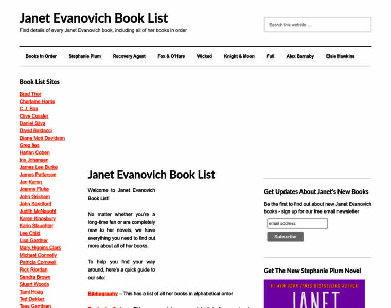 Janetevanovichbooklist.com thumbnail