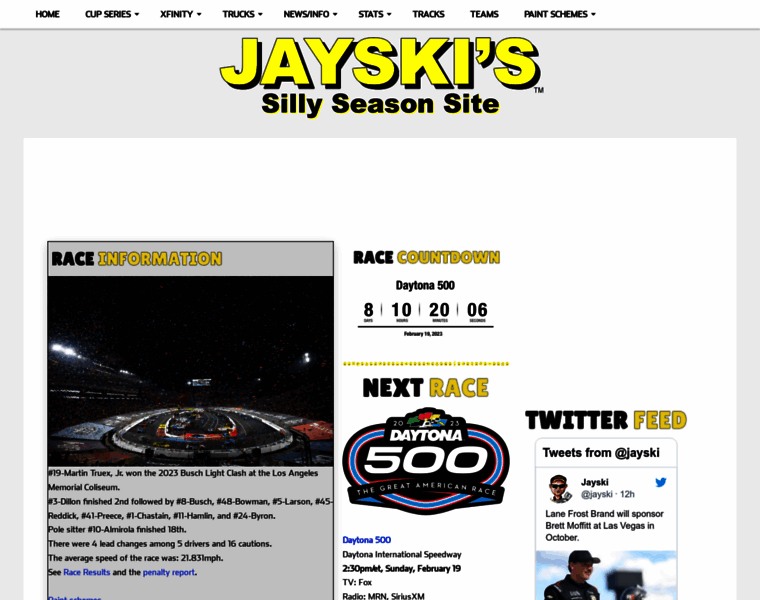 jayski.com at WI. Home – Jayski's NASCAR Silly Season Site