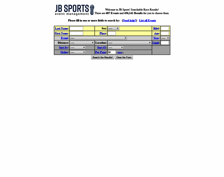 Jbsports-results.net thumbnail