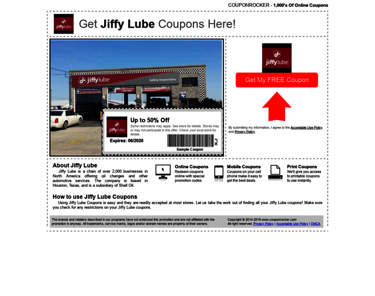 Jiffylube.couponrocker.com thumbnail