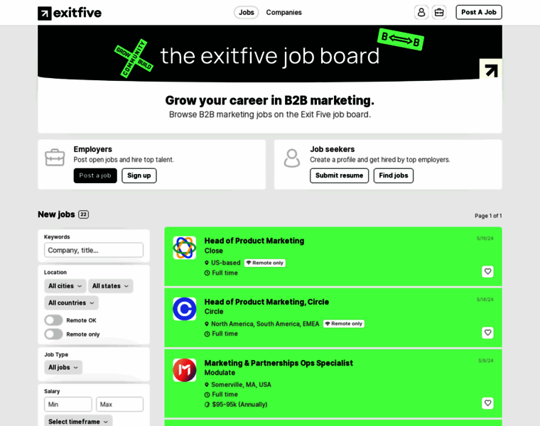 Jobs.exitfive.com thumbnail