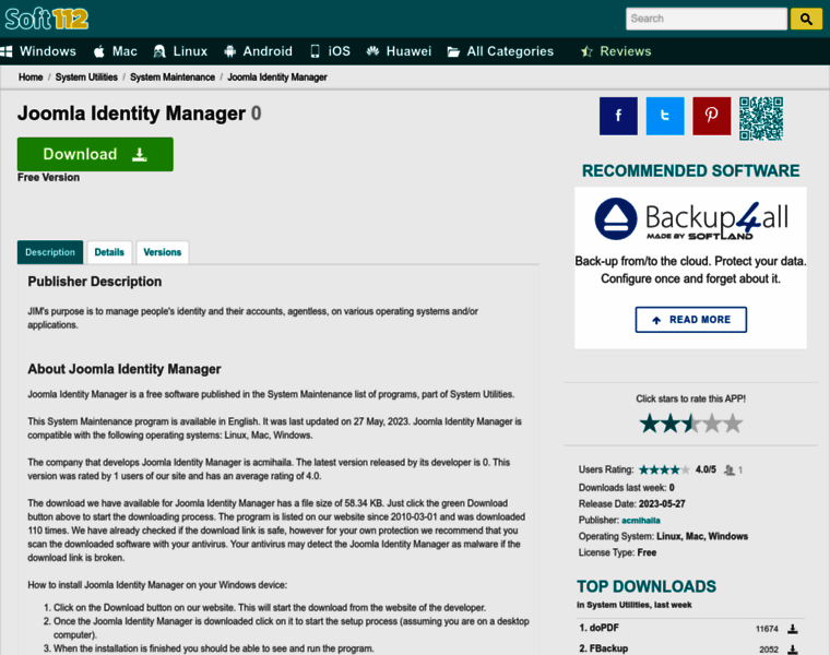 Joomla-identity-manager.soft112.com thumbnail