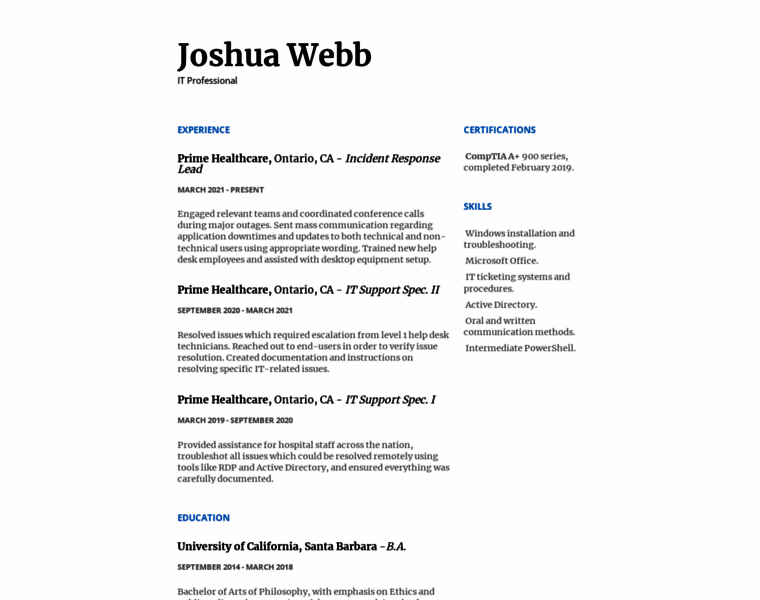 Joshuawebb.net thumbnail