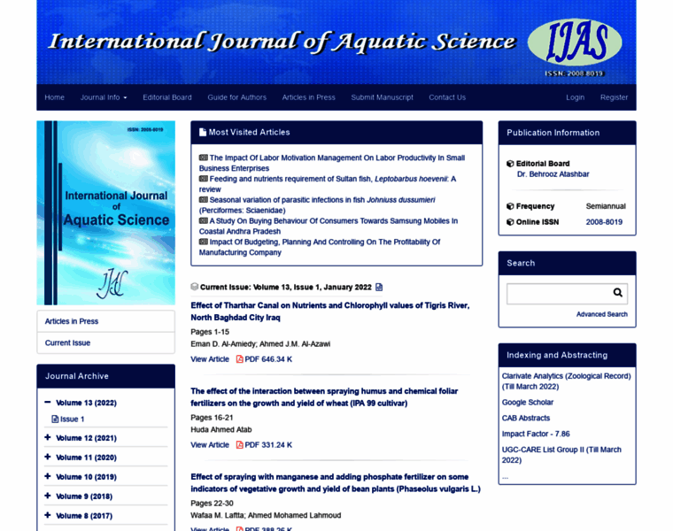 Journal-aquaticscience.com thumbnail
