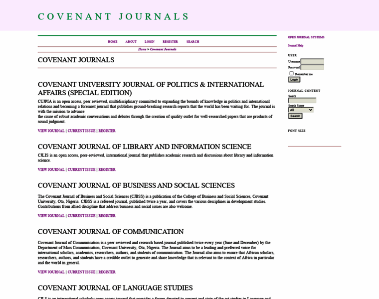 Journals.covenantuniversity.edu.ng thumbnail