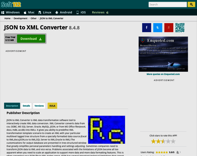 Json-to-xml-converter.soft112.com thumbnail