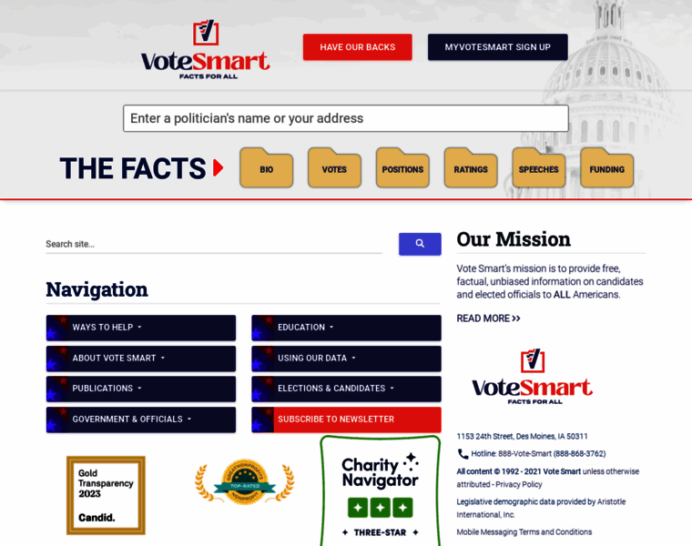 Justfacts.votesmart.org thumbnail