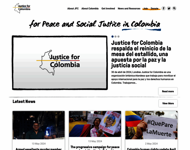 Justiceforcolombia.org thumbnail