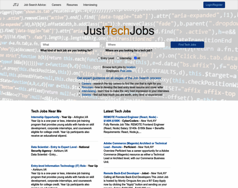 Justtechjobs.com thumbnail