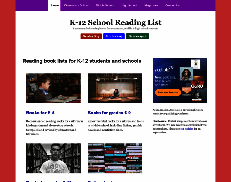K-12readinglist.com thumbnail