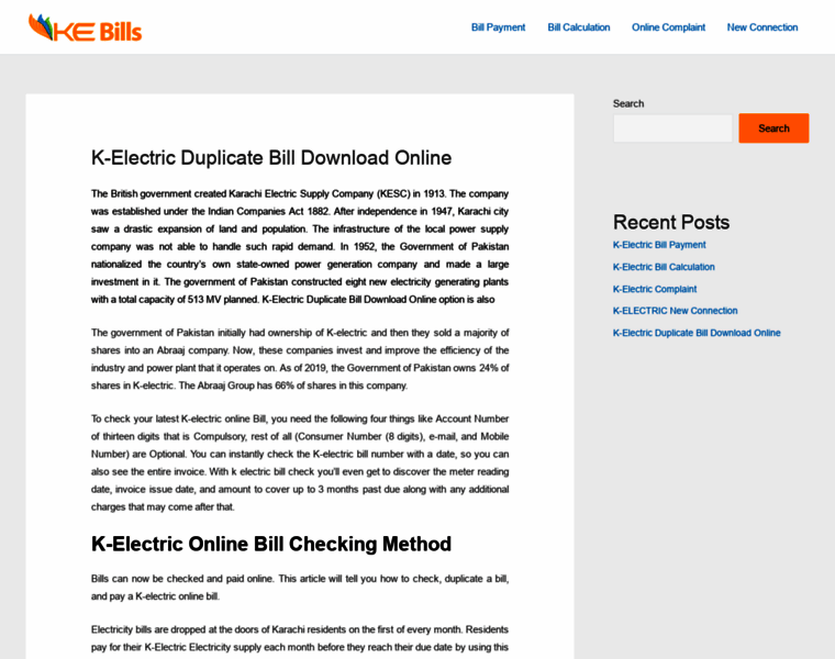 K-electricbills.pk thumbnail