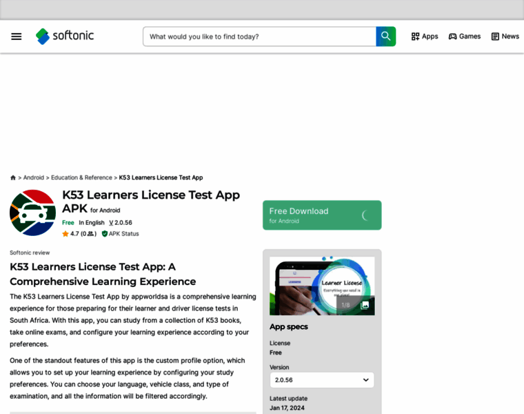 K53-learners-license-test-app.en.softonic.com thumbnail