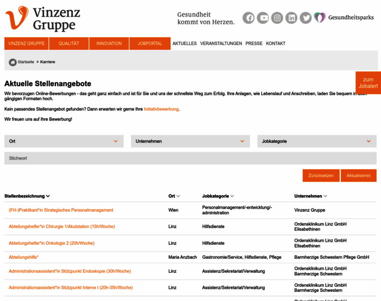 Karriereportal.vinzenzgruppe.at thumbnail