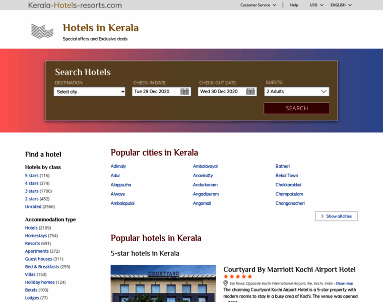 Kerala-hotels-resorts.com thumbnail