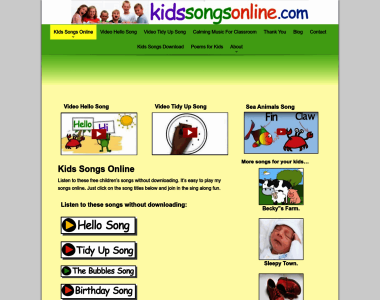 Kidssongsonline.com thumbnail