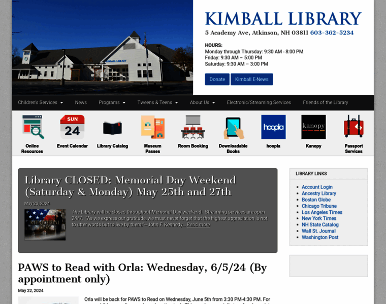 Kimballlibrary.com thumbnail