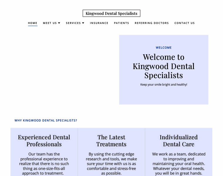 Kingwooddentalspecialists.com thumbnail