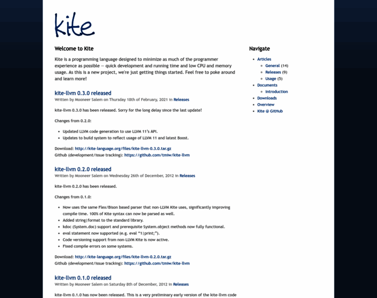 Kite-language.org thumbnail