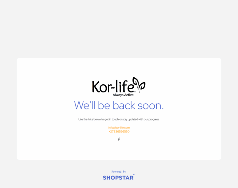 Kor-life.shopstar.co.za thumbnail