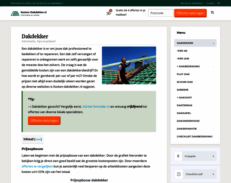 Kosten-dakdekker.nl thumbnail
