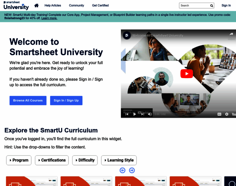 learn.smartsheet.com at WI. Smartsheet University