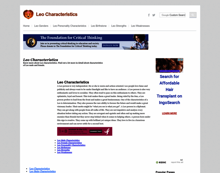 Leocharacteristics.org thumbnail