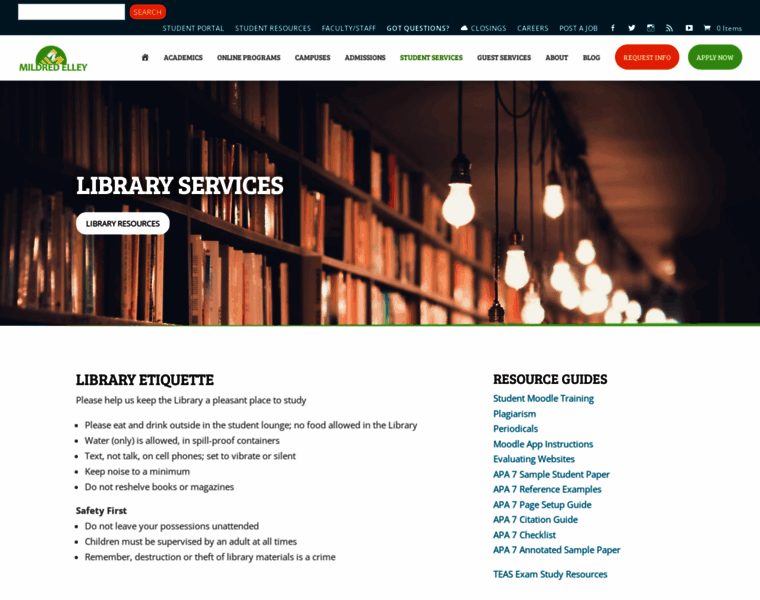 Library.mildred-elley.edu thumbnail