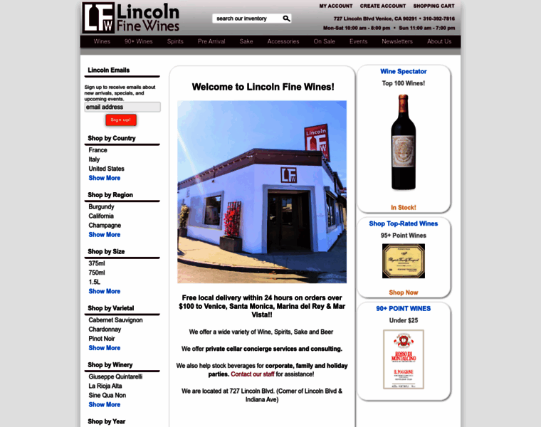 Lincolnfinewines.com thumbnail