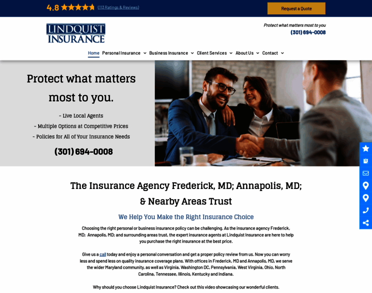 Lindquistinsurance.com thumbnail