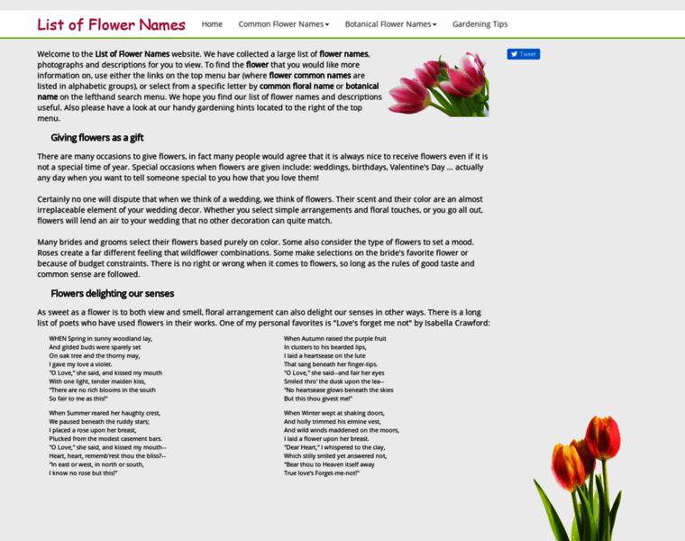 List-of-flower-names.com thumbnail