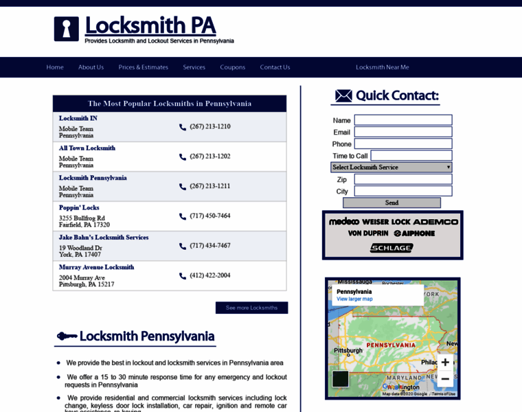 Locksmithpalocksmith.com thumbnail
