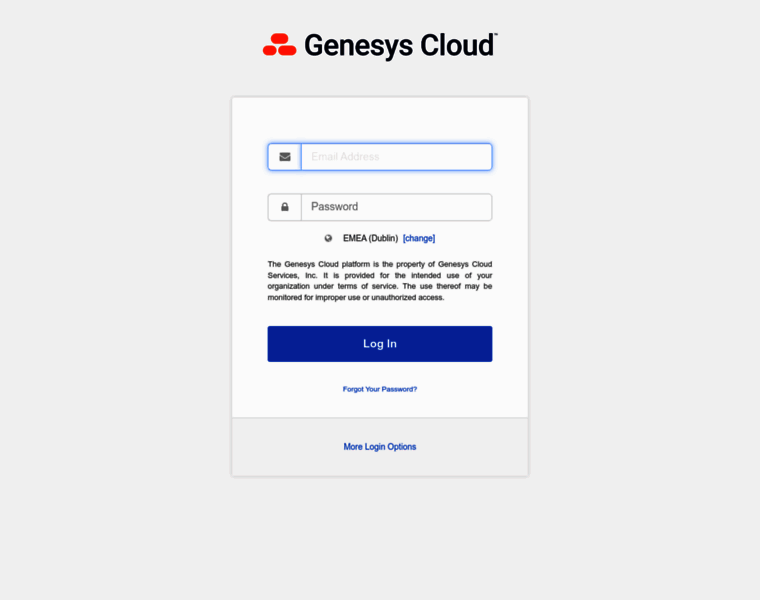 login.mypurecloud.ie at WI. Genesys Cloud