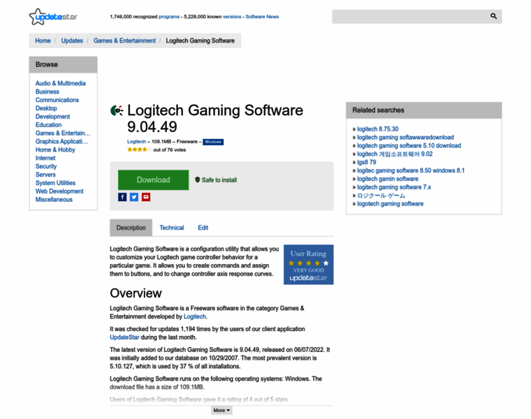 Logitech-gaming-software.updatestar.com thumbnail