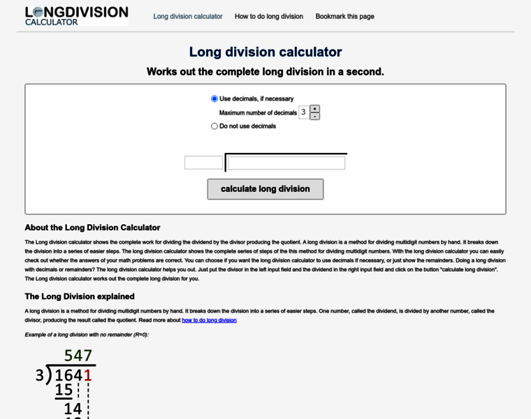 Longdivision-calculator.com thumbnail