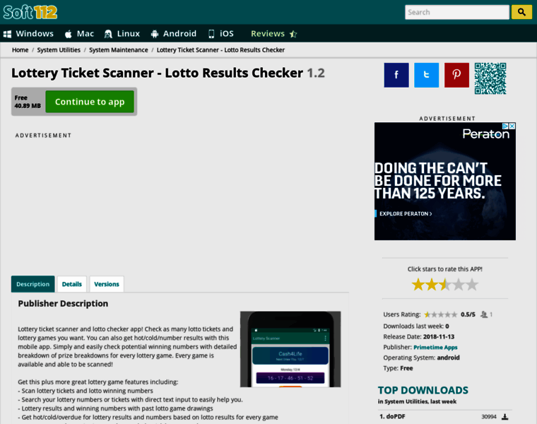 Lottery-ticket-scanner-lotto-results-checker.soft112.com thumbnail