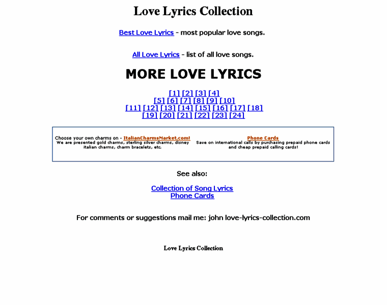 Love-lyrics-collection.com thumbnail