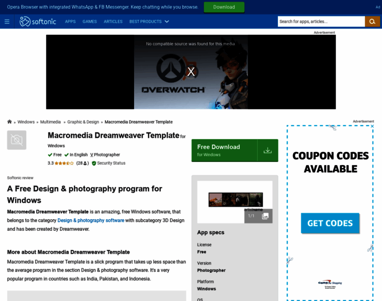 Macromedia-dreamweaver-template.en.softonic.com thumbnail