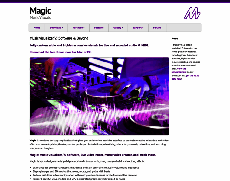 Magicmusicvisuals.com thumbnail