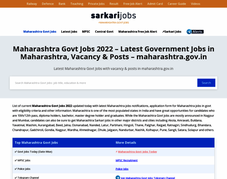 Maharashtra.sarkarijobs.com thumbnail
