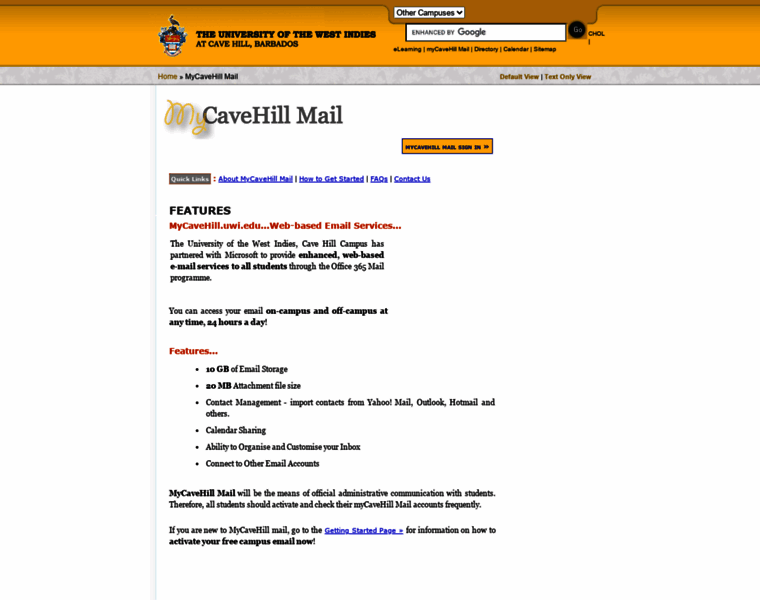Mail.mycavehill.uwi.edu thumbnail