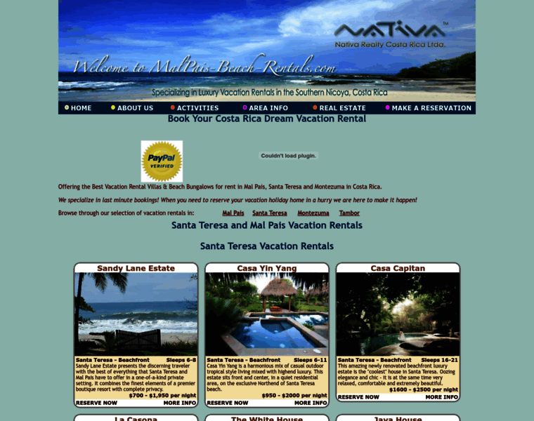 Malpais-beach-rentals.com thumbnail