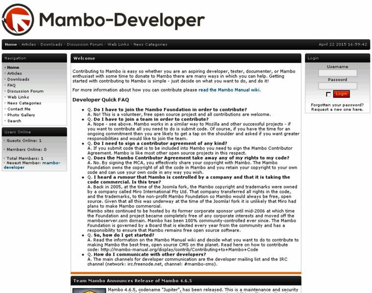 Mambo-developer.org thumbnail
