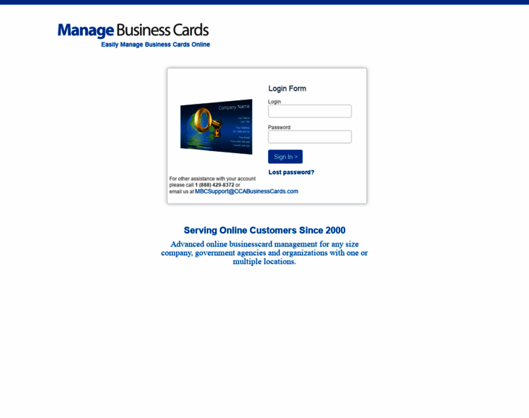 Managebusinesscards.com thumbnail