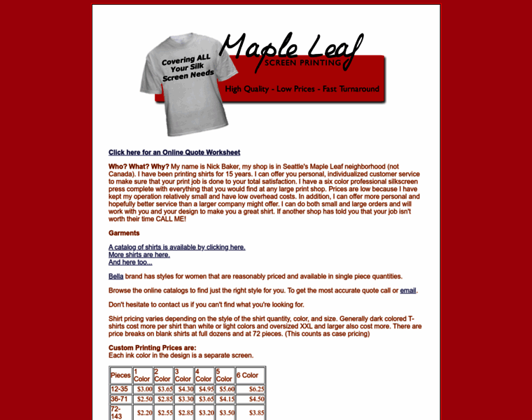 Mapleleafscreenprinting.com thumbnail Mapleleafscreenprinting.com thumbnail