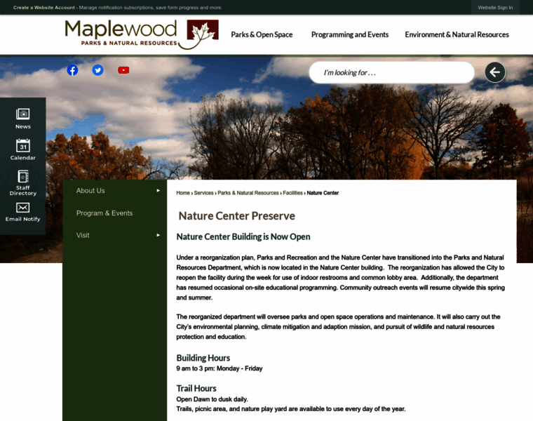 Maplewoodnaturecenter.com thumbnail