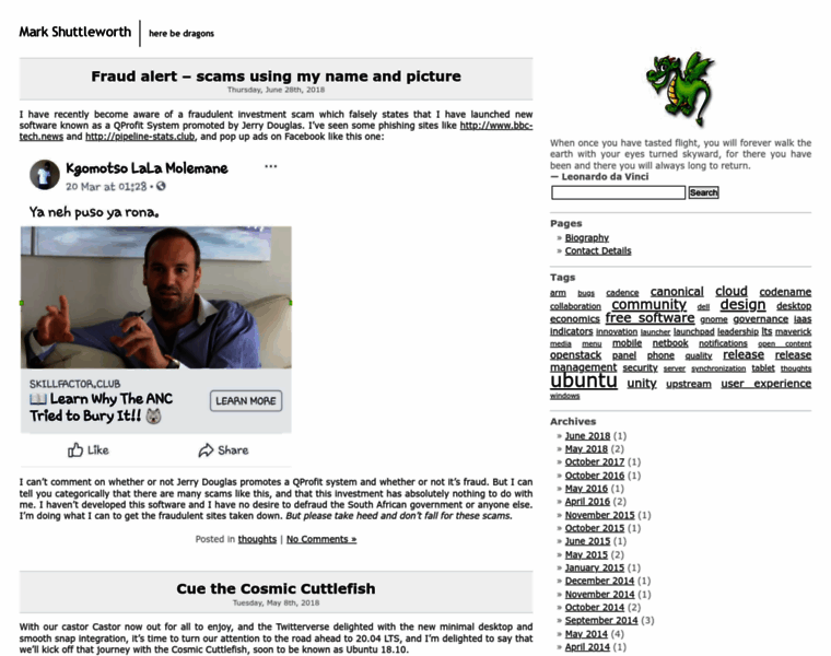 Markshuttleworth.com thumbnail
