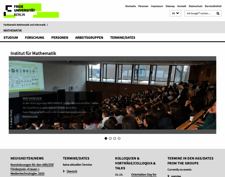 math.fu-berlin.de at WI. Mathematik • Fachbereich Mathematik und Informatik