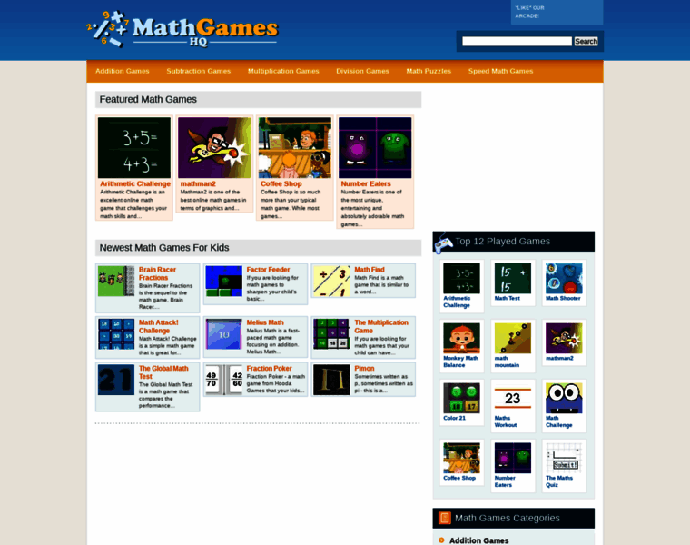 Mathgameshq.com thumbnail