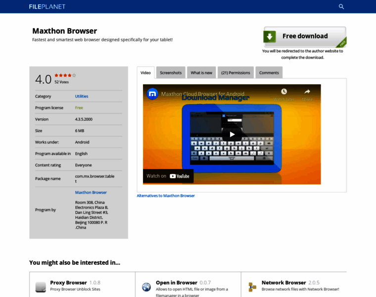 Maxthon-browser.fileplanet.com thumbnail
