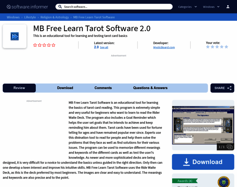 Mb-free-learn-tarot-software.software.informer.com thumbnail